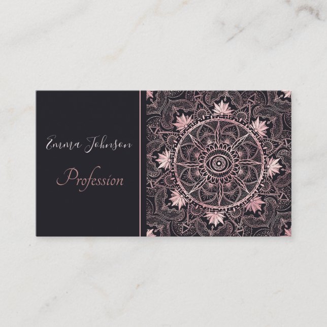 Black Pink Eye Mandala Business Card (Front)