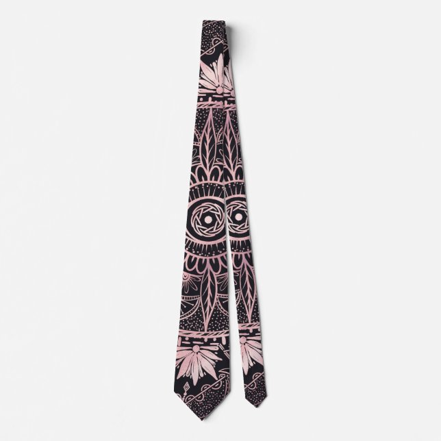 Black Pink Eye Mandala Tie (Front)