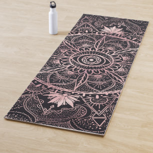 Black Pink Eye Mandala Yoga Mat
