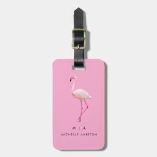 Black Pink Flamingo Monogram Custom Luggage Tag