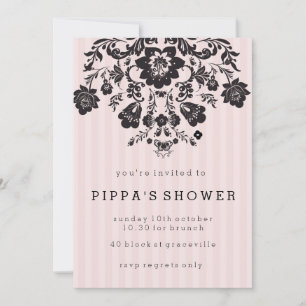 Black & Pink Floral Invitation