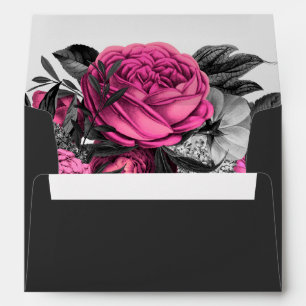 Black Pink Floral   Modern Chic Floral Wedding   Envelope