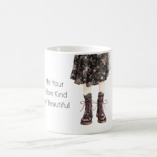 Black Pink Flowers Skirt Boots Coffee Mug
