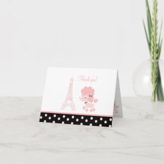 Black/Pink French Poodle Note Cards Thank you