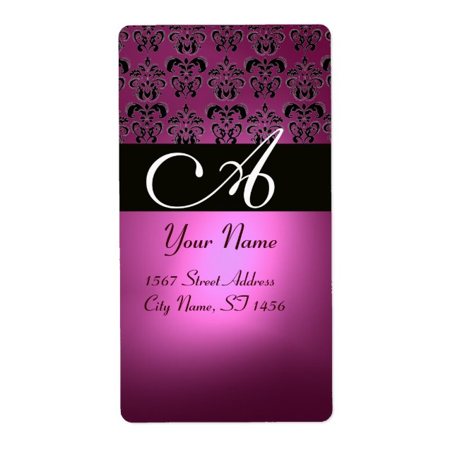 BLACK PINK FUCHSIA PURPLE AMETHYST DAMASK MONOGRAM (Front)