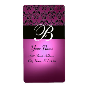 BLACK PINK FUCHSIA PURPLE AMETHYST DAMASK MONOGRAM