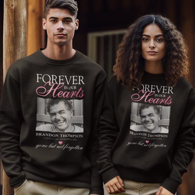 Black Pink Funeral Photo Memorial Sweatshirt (Creator Uploaded)