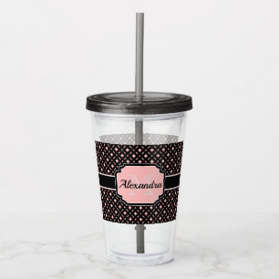 Black & Pink Geometric pattern Acrylic Tumbler