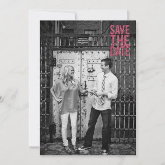 Black & Pink Glitter Save the Date Typography Invitation