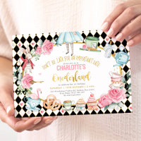 Black Pink Gold Alice in Onederland Birthday Tea