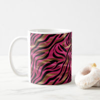 Black Pink Gold Zebra Stripes Animal Print Pattern