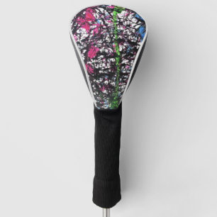 Black, Pink, Green, Blue Marble Artwork Golf Head Cover