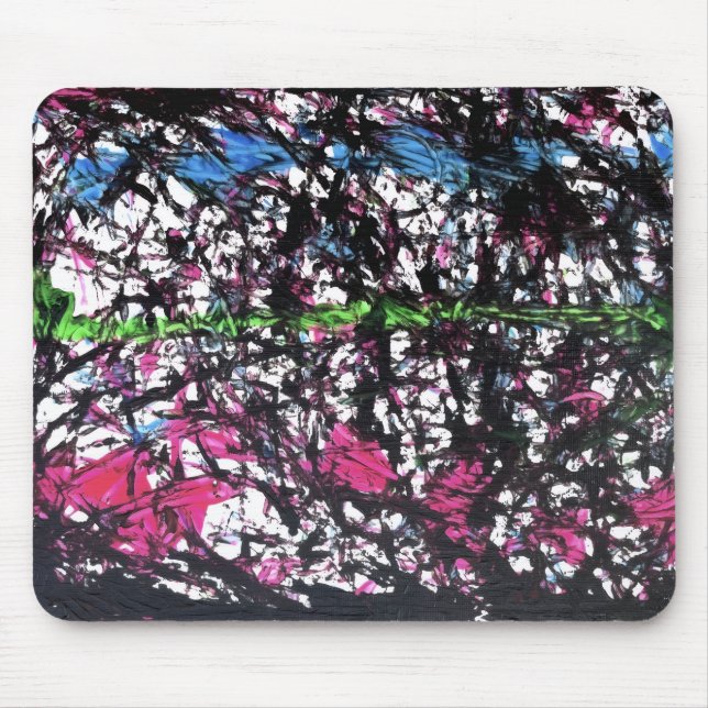 Black, Pink, Green, Blue Marble Artwork Mouse Pad (Front)