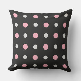 Black, pink, grey and white dots cushion
