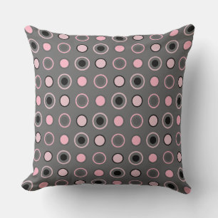 Black, pink, grey and white dots cushion