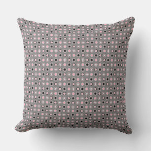 Black, pink, grey and white dots cushion