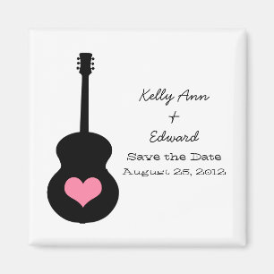 Black/Pink Guitar Heart Save the Date Magnet
