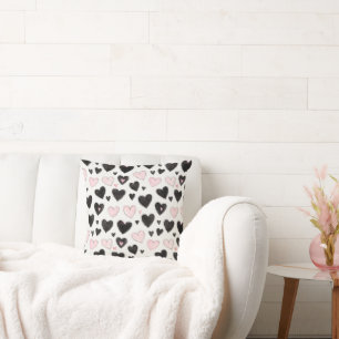 Black Pink Hearts Cushion