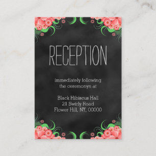 Black Pink Hibiscus Floral Wedding Enclosure Cards