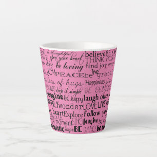 Black Pink Inspirational Words Insulated  Latte Mug