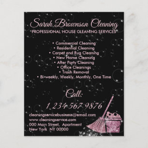 Black Pink Janitorial Maid House Clean Flyer