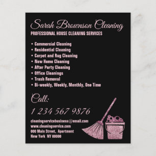 Black Pink Janitorial Maid House Cleaning Flyer