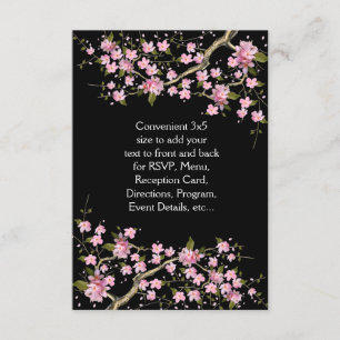 Black Pink Japanese Cherry Blossoms Wedding Invitation