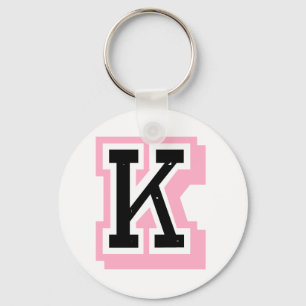 black pink letter K Key Ring