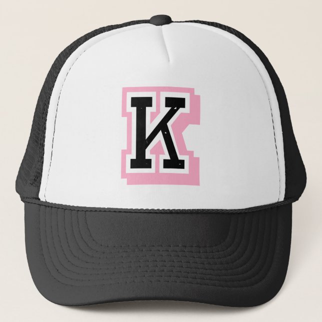black pink letter K Trucker Hat (Front)