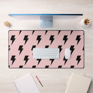Black Pink Lightning Y2K Indie Bold Desk Mat
