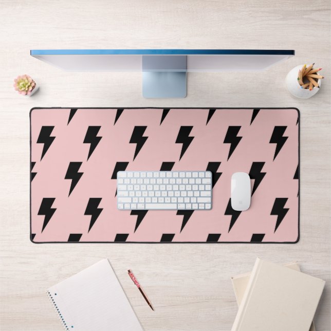 Black Pink Lightning Y2K Indie Bold  Desk Mat (Office 1)