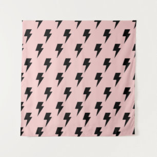 Black Pink Lightning Y2K Indie Bold Wall Art Tapestry