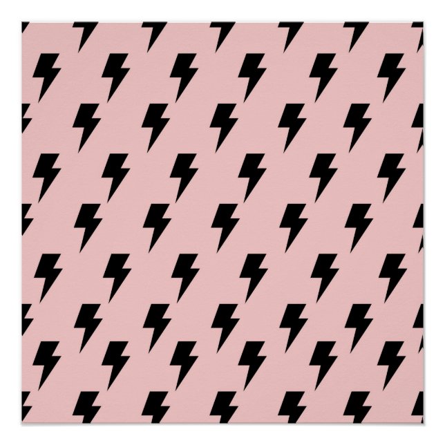 Black Pink Lightning Y2K Indie Bold Wall Decor (Front)