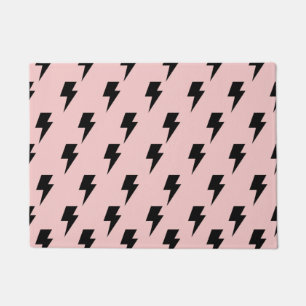 Black Pink Lightning Y2K Indie Trendy Entrances Doormat