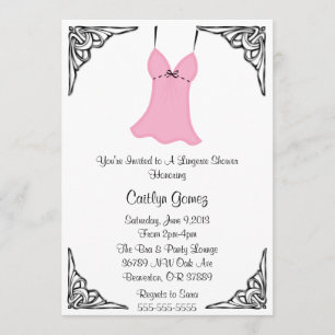 Black & Pink Lingerie Bridal  Shower Invitation