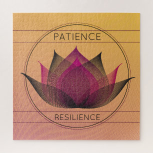 Black Pink Lotus Patience Resilience Floral Symbol Jigsaw Puzzle