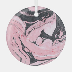 Black Pink Marble: Abstract Art Glass Tree Decoration