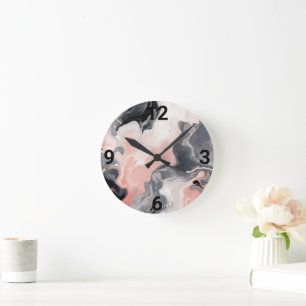 BLACK PINK MARBLE INSPIRED WALL CLOCK