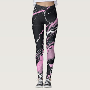 Black & Pink Marble Leggings
