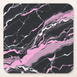 Black & Pink Marble Square Paper Coaster<br><div class="desc">Black & Pink Marble.</div>