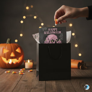 Black & Pink Modern Happy Halloween  Tissue Paper