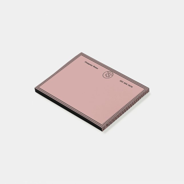 Black & Pink Monogrammed Promotional Swag Post-it Notes (Angled)