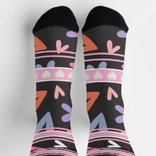 Black & Pink - Name Number heart Socks