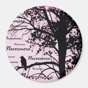 Black & Pink Nevermore Raven Silhouette Magnet