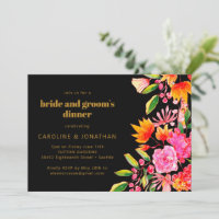 Black Pink Orange Floral Bride Groom Dinner