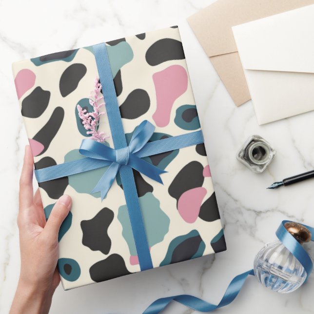 Black Pink Pastel Leopard Spots Wrapping Paper (Gifting)
