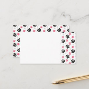 Black Pink Paw Print Dog Owner Puppy Lover Pets Appointment Card