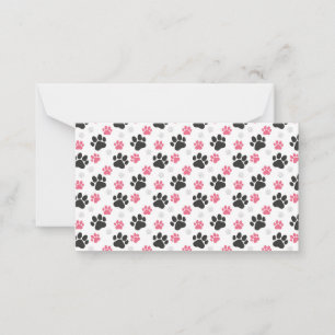 Black Pink Paw Print Dog Owner Puppy Lover Pets Card