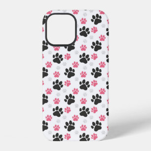 Black Pink Paw Print Dog Owner Puppy Lover Pets iPhone 12 Case