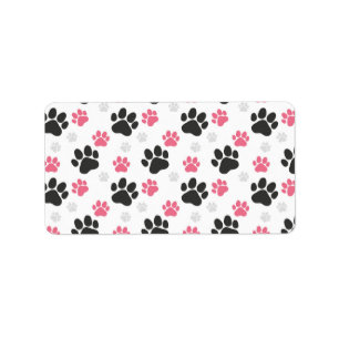 Black Pink Paw Print Dog Owner Puppy Lover Pets Label